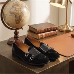 Giày Saint Stefano G140 - Da Lộn Đen – Da mũ dập vân cá sấu 2