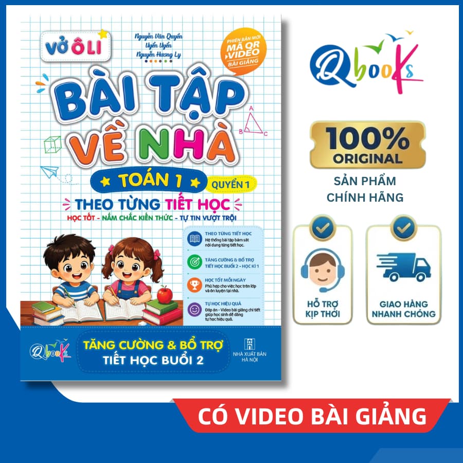 Sách - Vở Ô Li Bài Tập Về Nhà Toán Lớp 1 - Quyển 1 (Theo Từng Tiết Học) - Có Mã QR Video Bài Giảng của Qbooks