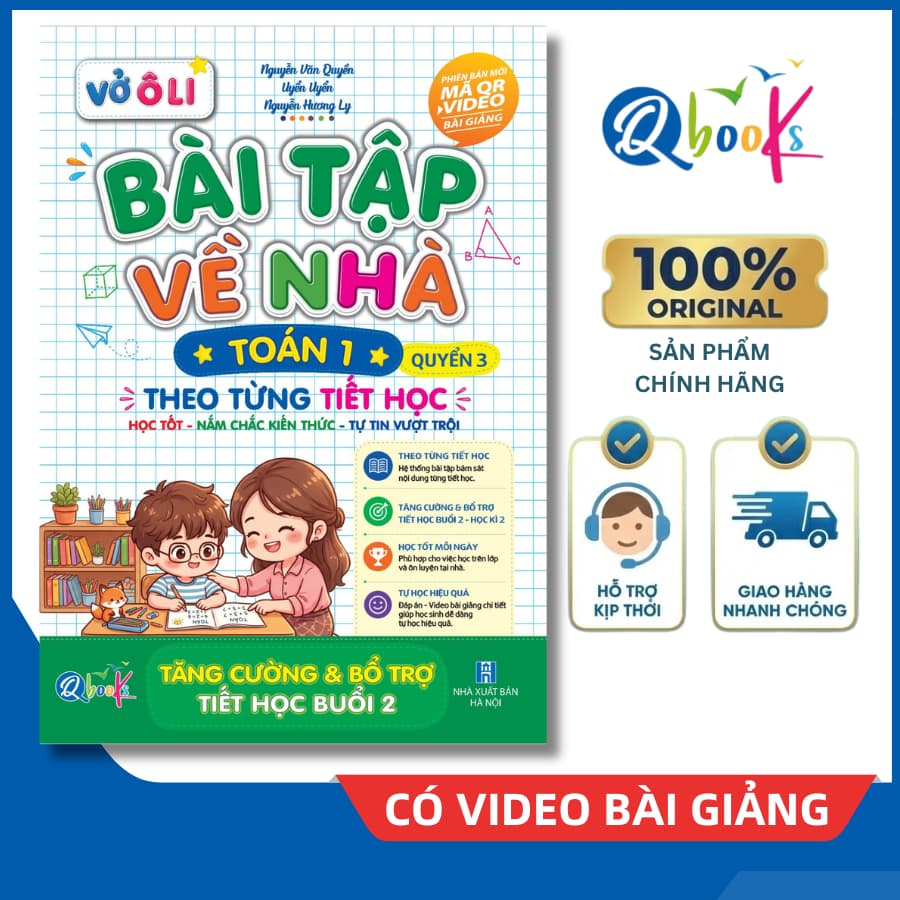 Sách - Vở Ô Li Bài Tập Về Nhà Toán Lớp 1 - Quyển 3 (Theo Từng Tiết Học) - Có Mã QR Video Bài Giảng của Qbooks
