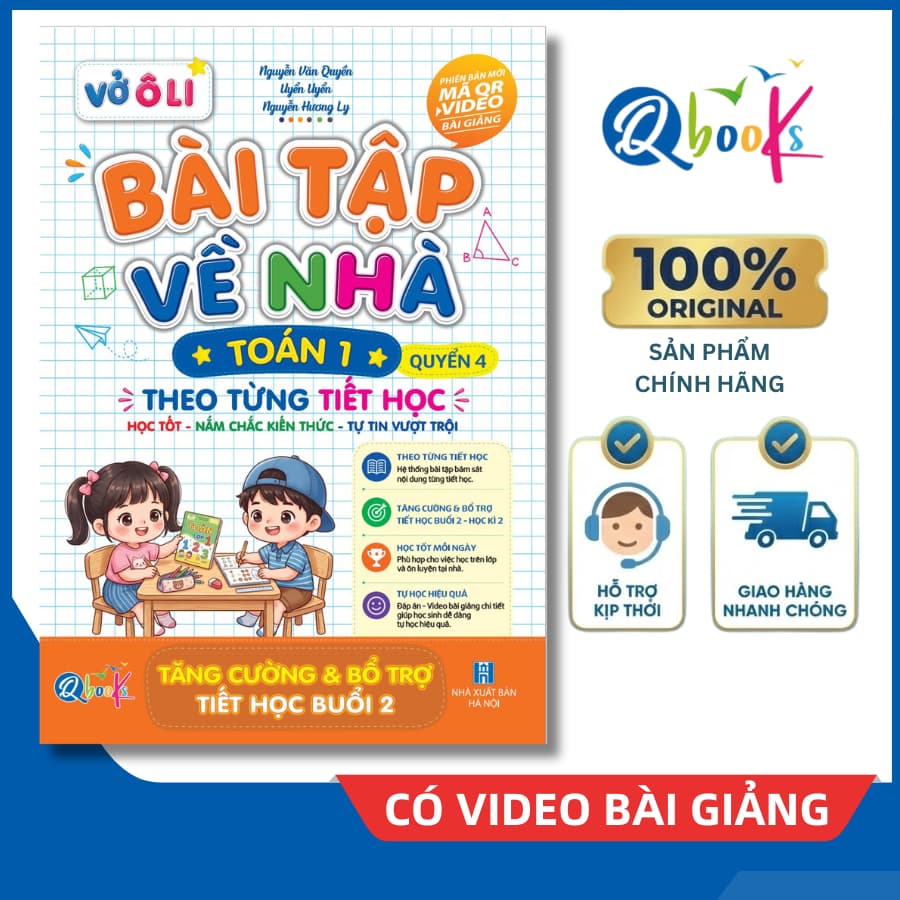 Sách - Vở Ô Li Bài Tập Về Nhà Toán Lớp 1 - Quyển 4 (Theo Từng Tiết Học) - Có Mã QR Video Bài Giảng của Qbooks