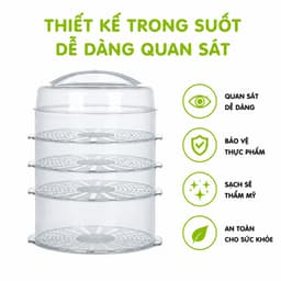 Lồng Bàn Đựng Thức Ăn Đa Tầng 2676 Việt Nhật Nhựa PP Cao Cấp Trong Suốt Có Nắp Đậy Chống Côn Trùng GD397 2