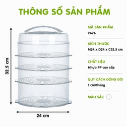 Lồng Bàn Đựng Thức Ăn Đa Tầng 2676 Việt Nhật Nhựa PP Cao Cấp Trong Suốt Có Nắp Đậy Chống Côn Trùng GD397 6