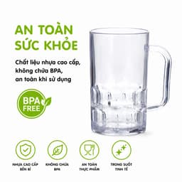 Cốc Nhựa Trong Suốt Có Quai 6365 Việt Nhật Dung Tích 350ml Nhựa Nguyên Sinh Cao Cấp Không Chứa BPA GD398 2