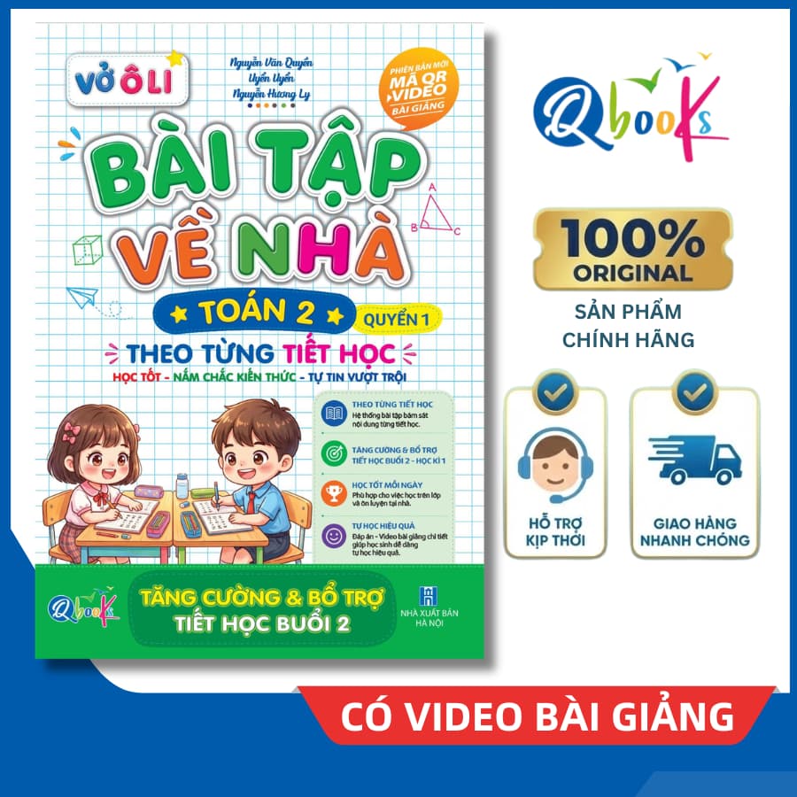Sách - Vở Ô Li Bài Tập Về Nhà Toán Lớp 2 - Quyển 1 (Theo Từng Tiết Học) - Có Mã QR Video Bài Giảng của Qbooks