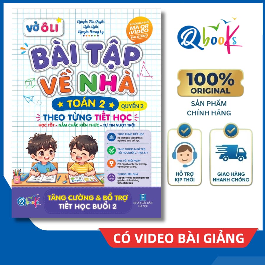 Sách - Vở Ô Li Bài Tập Về Nhà Toán Lớp 2 - Quyển 2 (Theo Từng Tiết Học) - Có Mã QR Video Bài Giảng của Qbooks