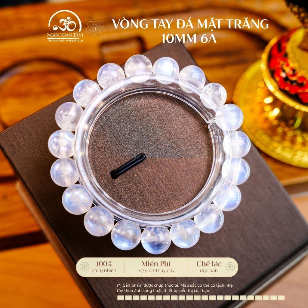 Ngọc Đan Tâm - Vòng Tay Đá Mặt Trăng 10mm 6A