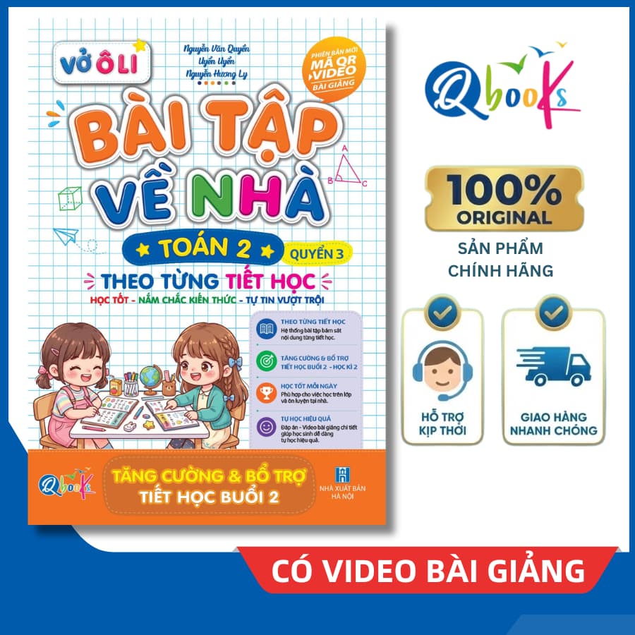 Sách - Vở Ô Li Bài Tập Về Nhà Toán Lớp 2 - Quyển 3 (Theo Từng Tiết Học) - Có Mã QR Video Bài Giảng của Qbooks