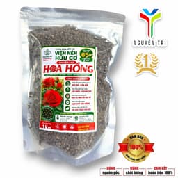 VIÊN NÉN HỮU CƠ CHUYÊN HOA HỒNG 65% HỮU CƠ – PHÂN BÓN HỮU CƠ TAN CHẬM – KÍCH RỄ, CÂY KHỎE, HOA TO ĐẸP – GÓI 1KG 3