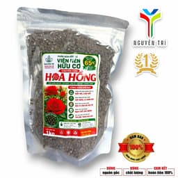 VIÊN NÉN HỮU CƠ CHUYÊN HOA HỒNG 65% HỮU CƠ – PHÂN BÓN HỮU CƠ TAN CHẬM – KÍCH RỄ, CÂY KHỎE, HOA TO ĐẸP – GÓI 1KG 1
