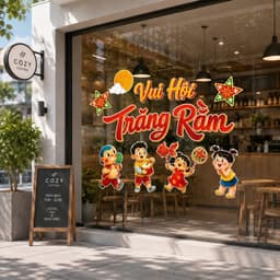 Decal Trung Thu Dán Kính Cửa Hàng, Trang Trí Lớp Học Quán Cafe Tiệc Trăng Rằm 3