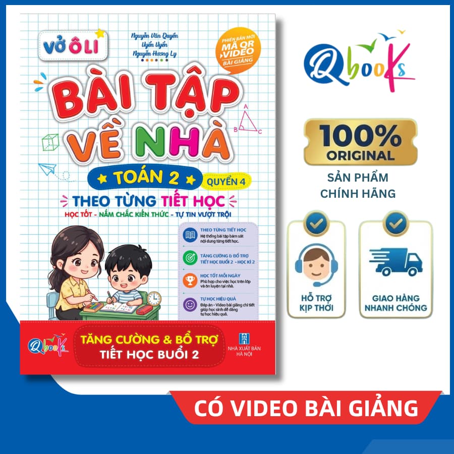 Sách - Vở Ô Li Bài Tập Về Nhà Toán Lớp 2 - Quyển 4 (Theo Từng Tiết Học) - Có Mã QR Video Bài Giảng của Qbooks
