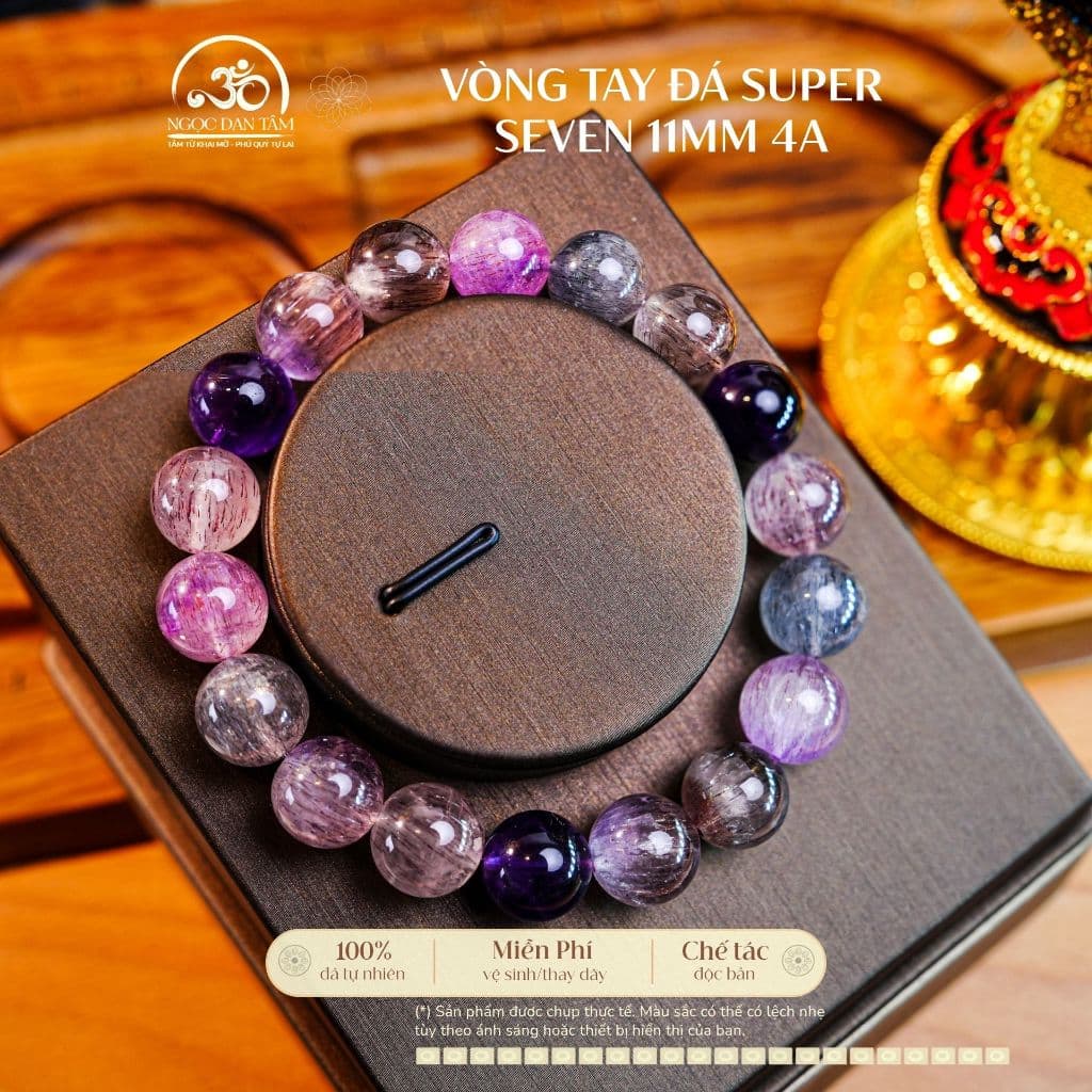 Ngọc Đan Tâm - Vòng Tay Đá Super Seven 11mm 4A