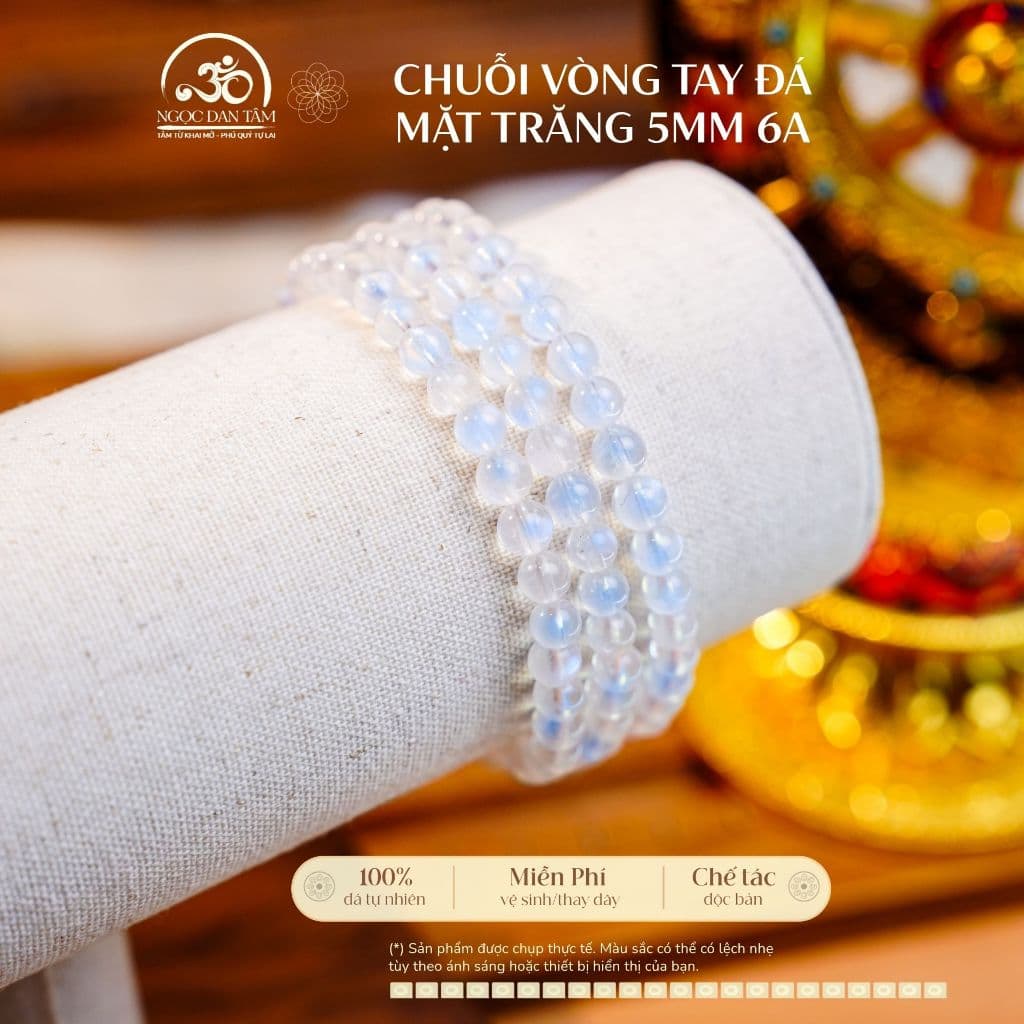 Ngọc Đan Tâm - Chuỗi Vòng Tay Đá Mặt Trăng 5mm 6A
