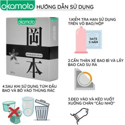 Bao cao su Okamoto Vanilla hương vani siêu mỏng Nhật Bản 9