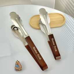 Kẹp gắp thức ăn inox cán gỗ - nhỏ gọn, gắp cực chắc 🌸🌸🌸 7
