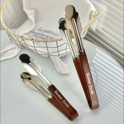 Kẹp gắp thức ăn inox cán gỗ - nhỏ gọn, gắp cực chắc 🌸🌸🌸 6