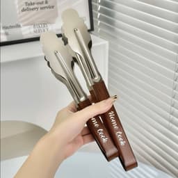 Kẹp gắp thức ăn inox cán gỗ - nhỏ gọn, gắp cực chắc 🌸🌸🌸 4