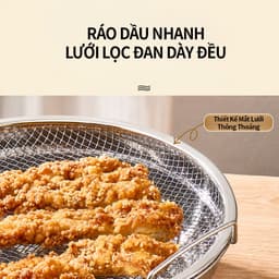 Vỉ Lọc Dầu INOX Kèm Khay Đĩa Size 20cm Hứng Dầu HanmiMart Ráo Dầu Thực Phẩm Dùng Chiên Rán Hấp 7