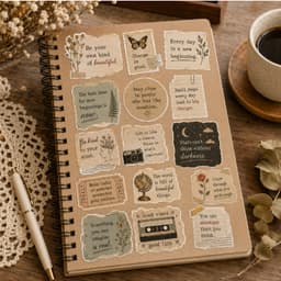 Sticker Chữ Vintage Decal Chống Nước Trang Trí Cặp Sách Hộp Bút Sổ Tay Notebook Bình Nước Laptop 5
