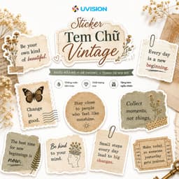 Sticker Chữ Vintage Decal Chống Nước Trang Trí Cặp Sách Hộp Bút Sổ Tay Notebook Bình Nước Laptop 7