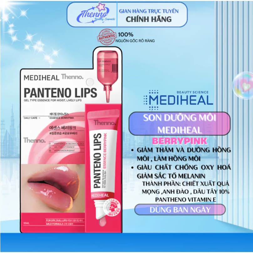 Son Dưỡng Môi Cấp Ẩm & Căng Bóng Mediheal Pantenolips Essence Berrypink 10ml (Hồng)