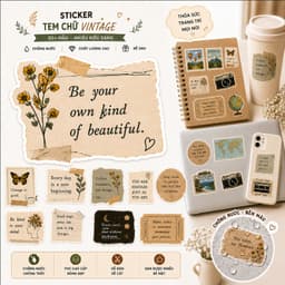 Sticker Chữ Vintage Decal Chống Nước Trang Trí Cặp Sách Hộp Bút Sổ Tay Notebook Bình Nước Laptop 1