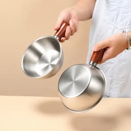 Nồi mini inox cán gỗ chống bỏng Không Nắp – Nấu mì, đun sữa, làm sốt – Dùng bếp gas & bếp từ 2