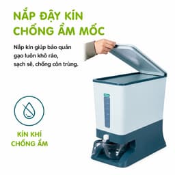 Thùng Đựng Gạo Thông Minh Hokori Kèm Ca Đong Chia Vạch Nhựa PP Cao Cấp Nắp Đậy Kín Hạn Chế Ẩm Mốc GD399 6