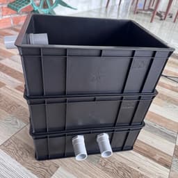 Bộ baki lọc hồ cá 35x25x13 màu đen TẶNG GIÀN MƯA khi mua 4 tầng. Đi ống phi 27 cho hồ cá 500l trở lại 3