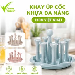 Khay Úp Cốc Nhựa Đa Năng 1308 Việt Nhật 8 Vị Trí Úp Ly Có Khay Hứng Nước Chất Liệu Nhựa PP Cao Cấp GD395 1