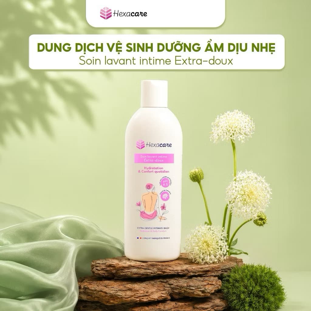 Dung Dịch Vệ Sinh Phụ Nữ Hexacare Extra-Doux pH 4.5 | Cấp Ẩm, Giảm Khô Rát, Thanh Mát, Dịu Nhẹ 200ml