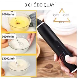 (Tặng dây sạc) Máy Đánh Trứng, Máy Tạo Bọt Cà Phê 3 Tốc Độ Tiện Dụng  Máy Đánh Bọt Tiện Lợi 3