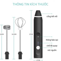 (Tặng dây sạc) Máy Đánh Trứng, Máy Tạo Bọt Cà Phê 3 Tốc Độ Tiện Dụng  Máy Đánh Bọt Tiện Lợi 4