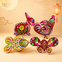 Lồng đèn thú kiếng, lồng đèn giấy kiếng hình con  bướm, gà, cá, thỏ, trang trí chụp hình Trung thu 2