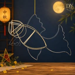 Khung lồng đèn Trung thu lớn, khung tre hình cá chép, gà, bướm thỏ tự làm lồng đèn truyền thống 5