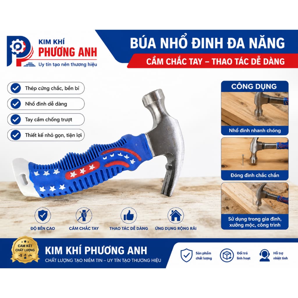 👉 Búa Nhỏ Đa Năng Đóng Nhổ Đinh Cán Chống trượt – Kim Khí Phương Anh