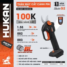 Máy cắt cành pin HUKAN G2-KCC35, Lưỡi mở 40mm, Màn hình LCD hiển thị, Chân pin phổ thông 1