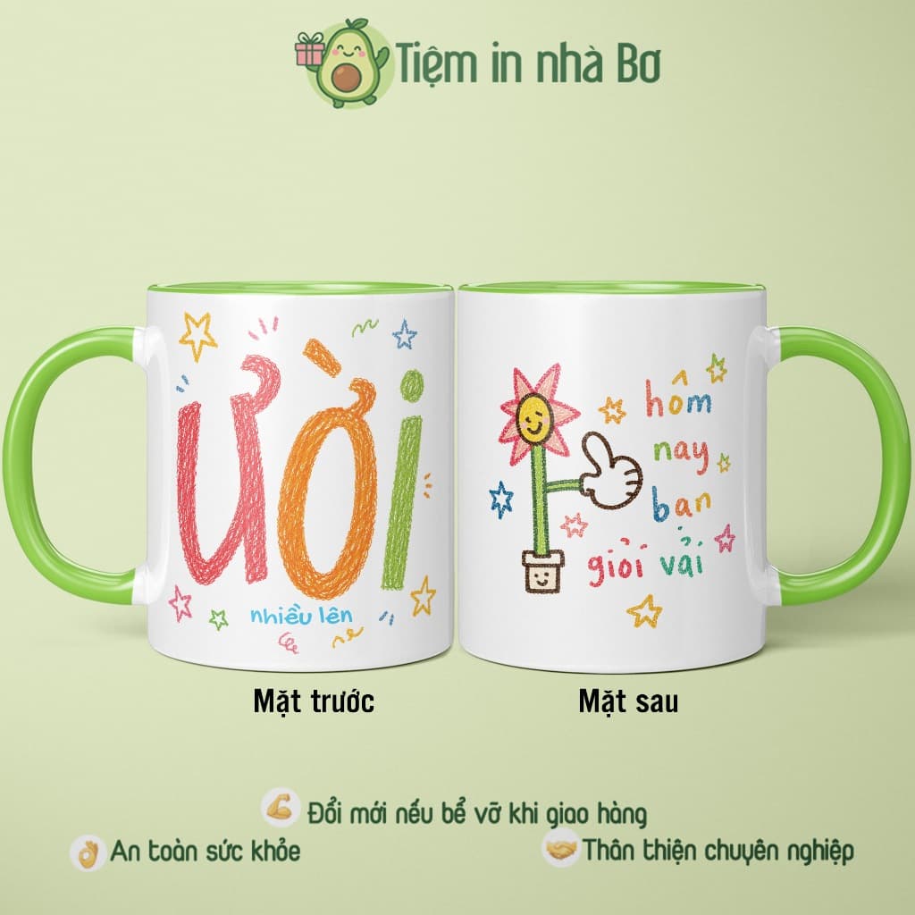 Ly cốc sứ chữa lành CƯỜI NHIỀU LÊN, HÔM NAY CẬU GIỎI VẢI quà tặng kỷ niệm sinh nhật bạn bè đồng nghiệp bản thân ý nghĩa