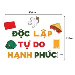 Sét decor trang trí Quốc Khánh 2/9, Độc Lập-Tự Do-Hạnh Phúc-Hoa Đỏ Sao Vàng dán lớp học,quán cà phê,nhà hàng 9