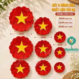 Sét decor trang trí Quốc Khánh 2/9, Độc Lập-Tự Do-Hạnh Phúc-Hoa Đỏ Sao Vàng dán lớp học,quán cà phê,nhà hàng 7
