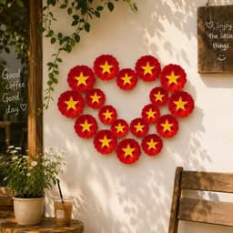 Sét decor trang trí Quốc Khánh 2/9, Độc Lập-Tự Do-Hạnh Phúc-Hoa Đỏ Sao Vàng dán lớp học,quán cà phê,nhà hàng 2