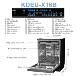 Máy Rửa Bát Kocher X16B 17 Bộ Độc Lập Âm Tủ 8 Chương Trình Sấy Khô UV Diệt Khuẩn Chính Hãng 9