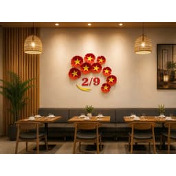 Sét decor trang trí Quốc Khánh 2/9, Độc Lập-Tự Do-Hạnh Phúc-Hoa Đỏ Sao Vàng dán lớp học,quán cà phê,nhà hàng 5