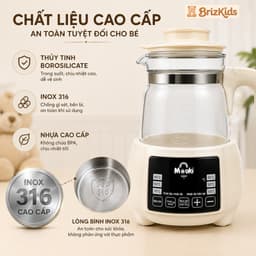Ấm Đun Nước Pha Sữa Mooki, Khử Clo, Giữ Nhiệt 72H, Ấm Đun Nước Pha Sữa Inox Không Gỉ 316 An Toàn 4