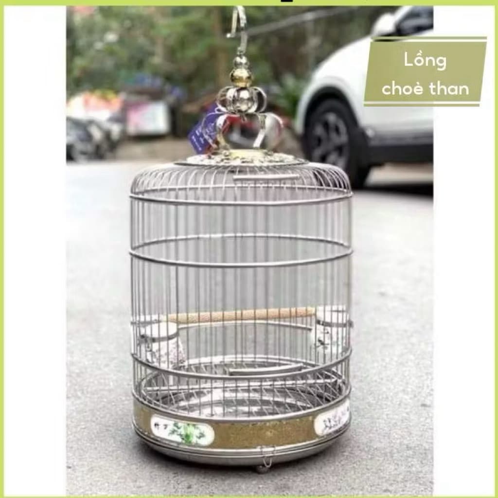 Lồng chim Hoạ Mi, khướu, chích choè size 38 chất liệu inox Tàu có phụ kiện đi kèm