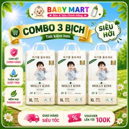 COMBO 3 BỊCH  Tã/Bỉm Dán và Quần Molly Kids Bỉm Siêu Mỏng Nhẹ Thấm Hút Tốt, Đủ Size Cho Bé Từ NB-3XL. 1