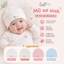 Phụ kiện sơ sinh Gee, Combo mũ nón, bao tay bao chân sơ sinh vải sợi sồi/sợi tre mềm mịn cho da 2