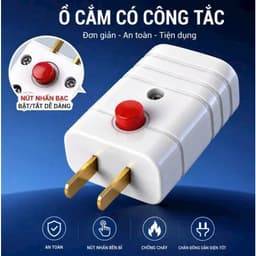 Phích Cắm Điện Có Công Tắc - Hạn Chế Tia Lửa Điện 10A 250VCC 2