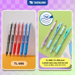 Combo 5/10/20 Bút bi Thiên Long TL-095 Pro, phiên bản nâng cấp 2026, 4 màu thân thời trang, ngòi 0.5mm TL-098 9
