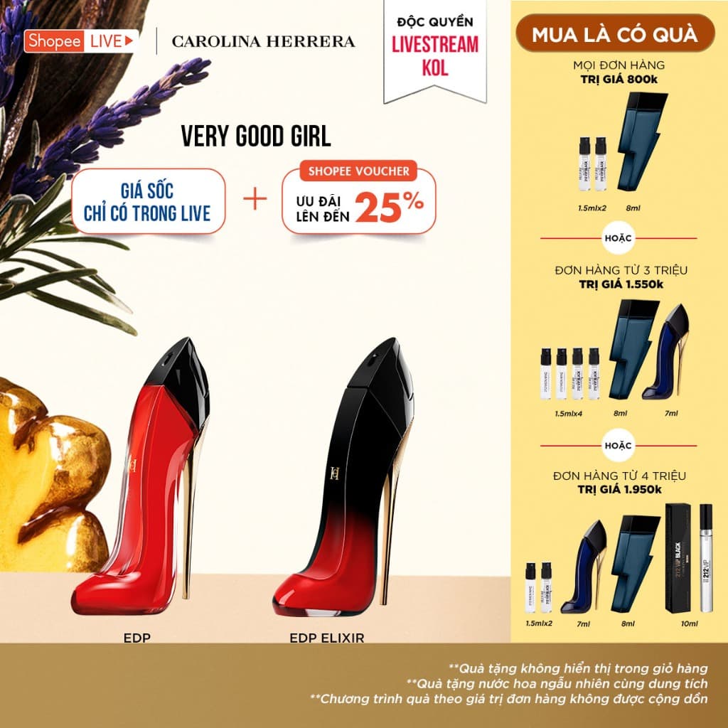 [LIVE] Nước hoa Nữ Carolina Herrera Very Good Girl EDP & EDP ELIXR 30ml 50ml 80ml